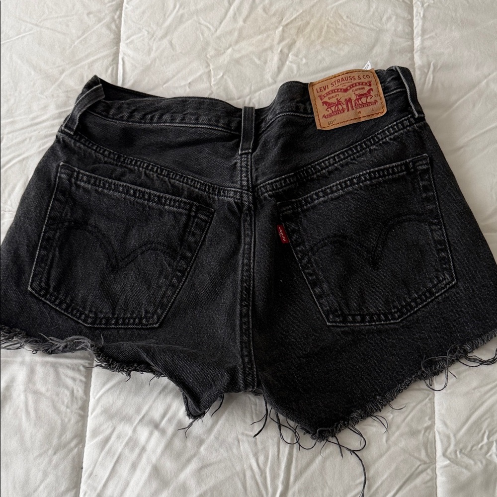 Levi's Women's Black Denim Frayed Cutoff Shorts